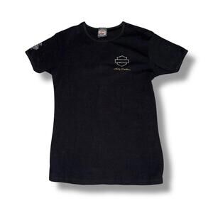 Y2K Black Rhinestone Logo Harley Davidson Tee